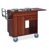 Carro Flamejante em Melamina Wengé de Dois Queimadores Flambé, Dimensões de 950/1230x500x870 mm LxPxA (transporte incluído) - Refª 101109